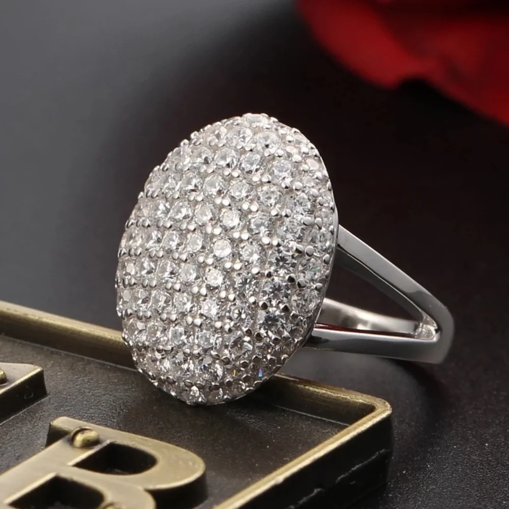 New Silver Big Coctail Diamonds Ring - Picture 1 of 5